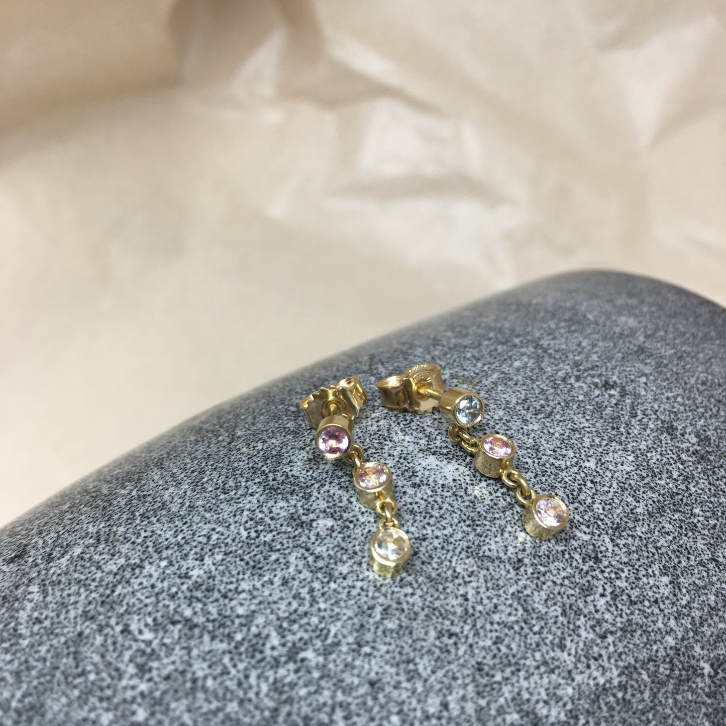 Triplet Sapphire Earring